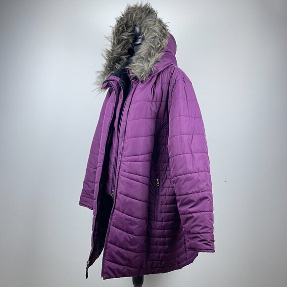 Ashley Stewart Burgundy Winter Coat Size 18/20 - Picture 3 of 8